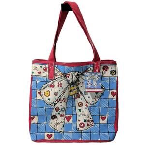 NWT Love Sparkle Tote Bag Heart Cat Bow Brighton Tom Clancy Design Canvas $150